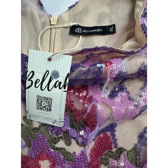 NWT Bella Barnett Loviy Purple Feather Sequin Mini Dress Size XL Cocktail Vegas - Picture 16 of 16